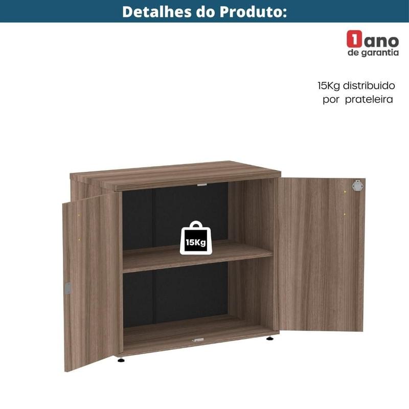 Armário Baixo P25 Pandin 80 cm (largura) em MDP Cor Walnut com 2